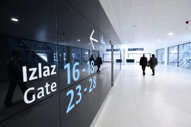 A photo from the Croatian airport with the wayfinding typography
