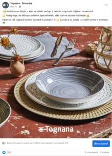 Picture shows elegant Tognana dinner plates