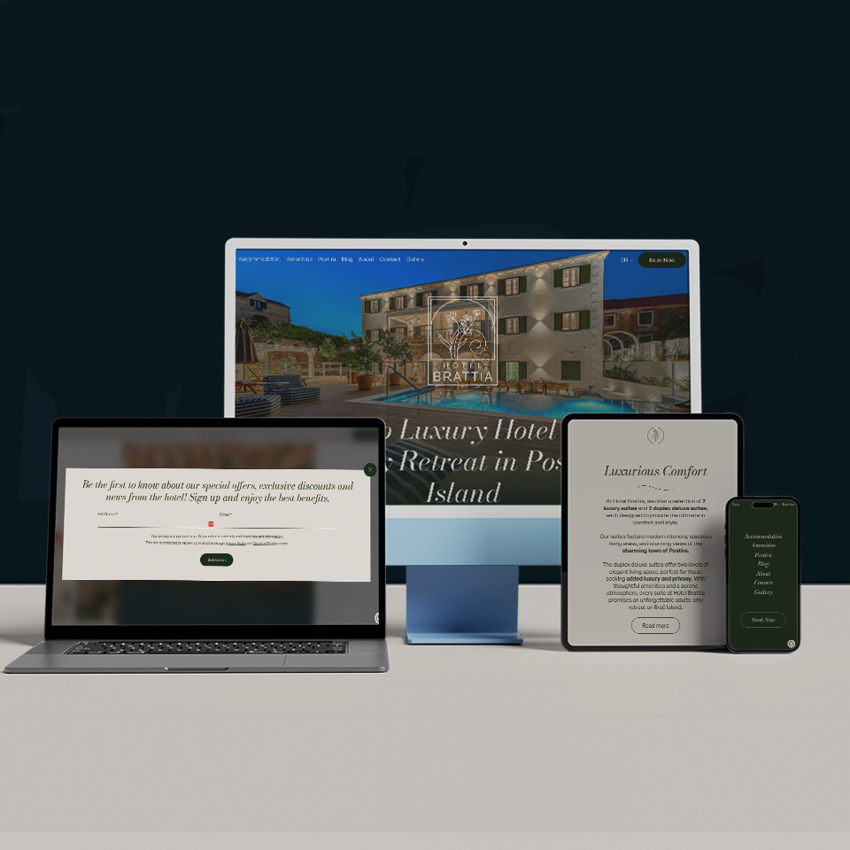 Cover image for Brattia website case study showcasing the website on different devices