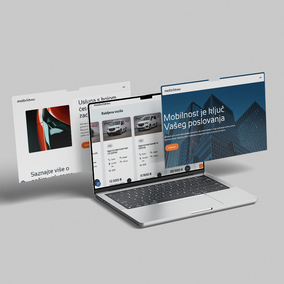 A cover image for Mobile4U case study showing a Mobile4U website on several different screens