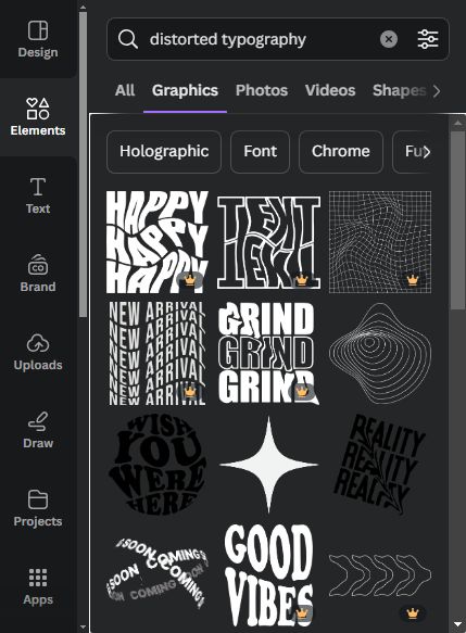 program showcasing types of distorted typography
