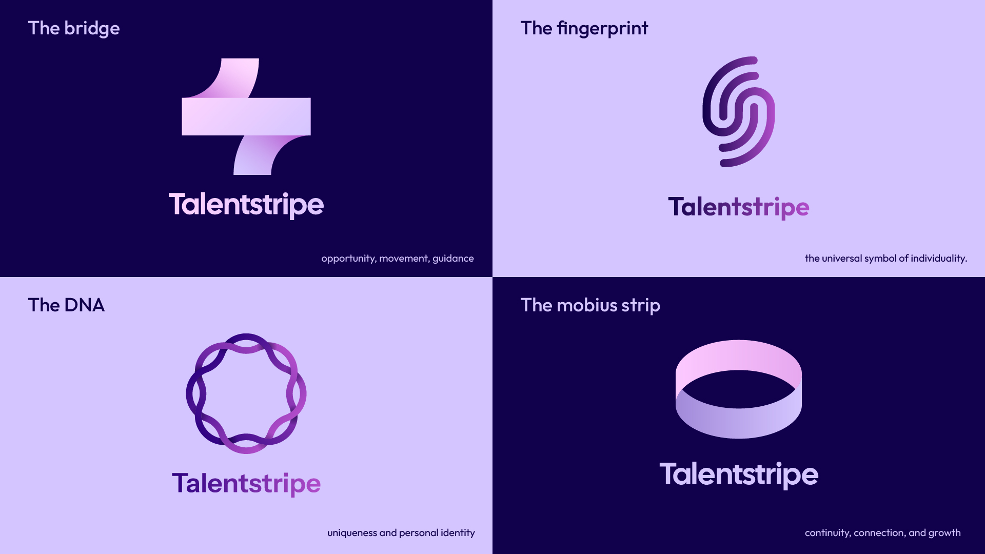 Four creative concepts for the talentstripe branding
