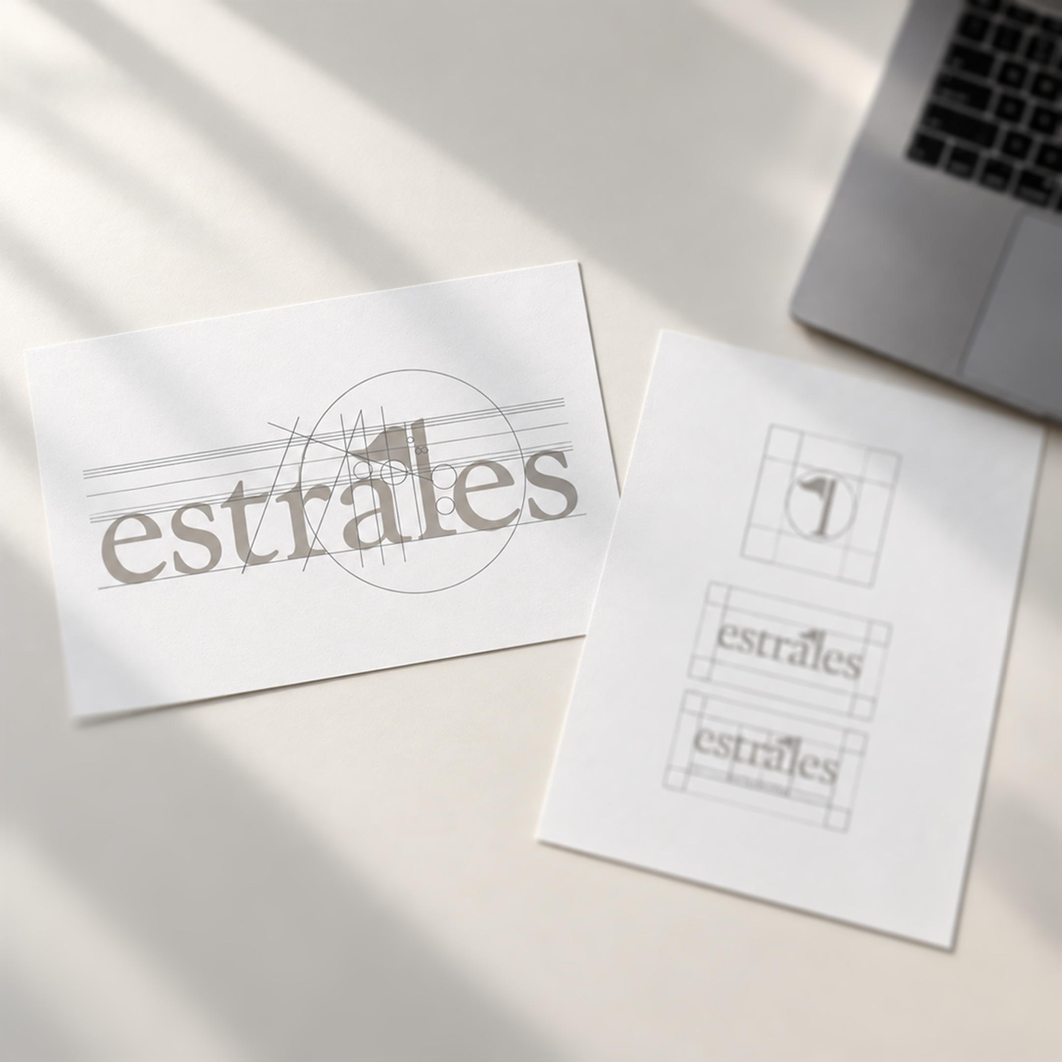 Cover image of the Estrales branding case study depicting a process of visual identity creation for a client in the charter industry