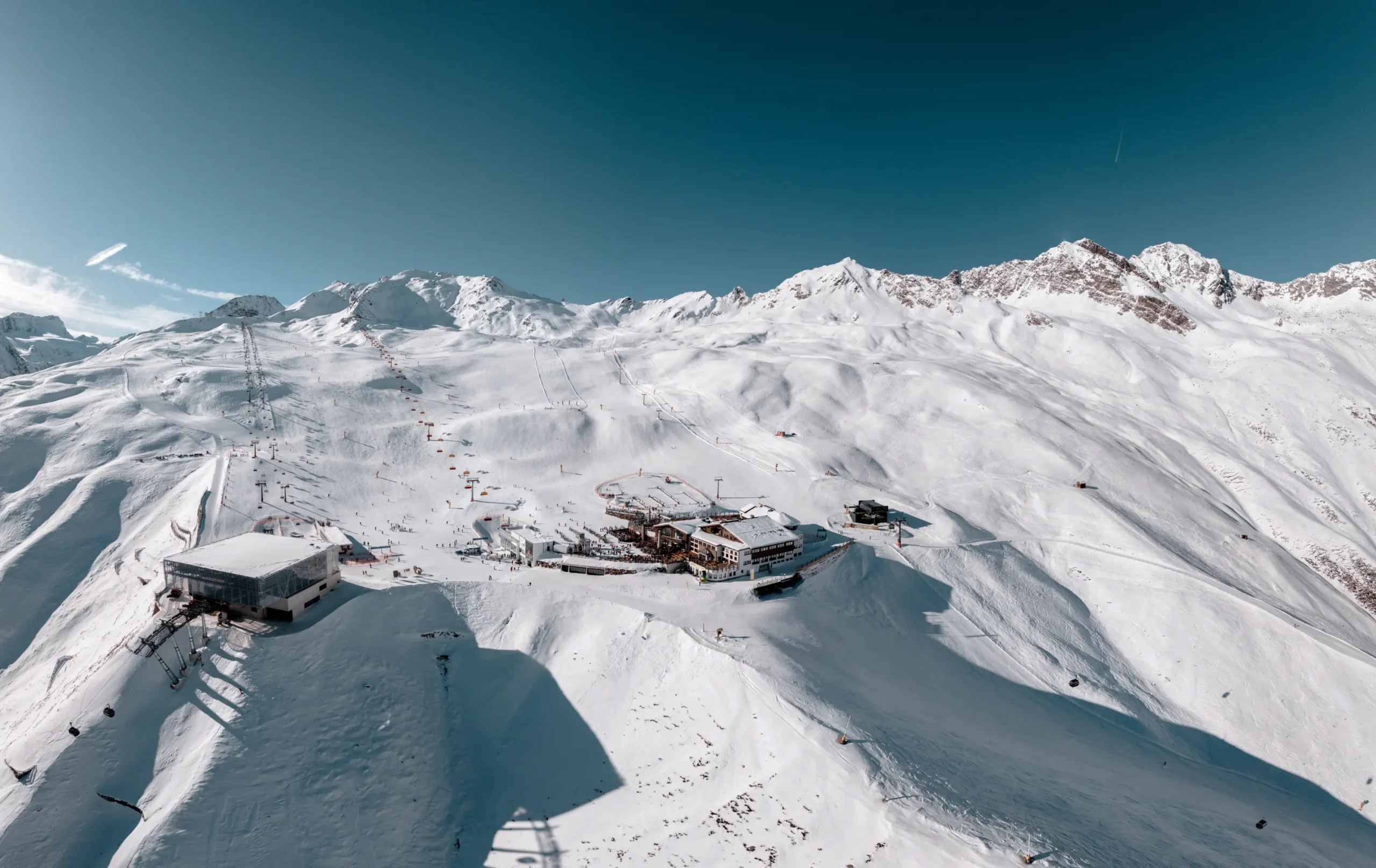 Sölden ski resort surrounded by snowy mountains.