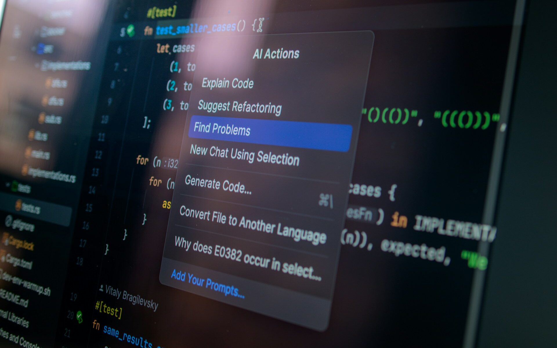 Computer screen showing AI automation code.